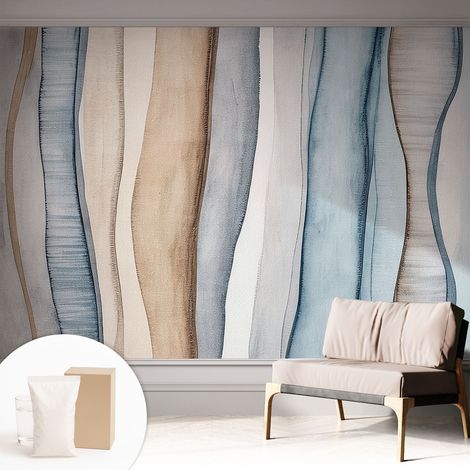 Papier peint intissé décoratif avec motifs pour salon et chambre a motif - Colle incluse gratuite Rayures abstraites 312x219 cm (1/5)