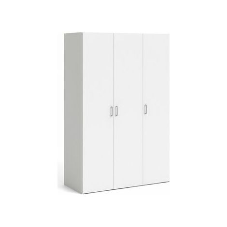 Dmora Armadio guardaroba a tre ante battenti con quattro ripiani interni e barra appendiabiti, colore bianco, Misure 115 x 175 x 49 cm, con imballo rinforzato (1/5)