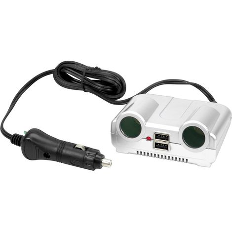2-Fach Zigarettenanzünder-Verteilerstecker mit USB + Schalter