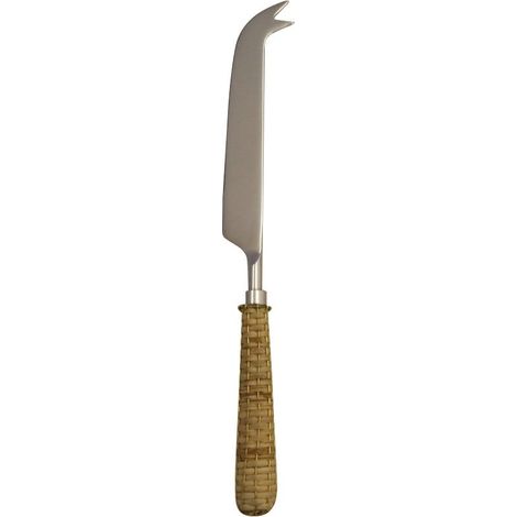 Couteau à fromage pour service avec manche en osier et lame en acier beige 28 cm - PANGIVO (1/3)