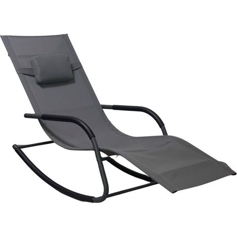 Garten Schaukel Liege mit Kopfkissen 147 x 63 cm - anthrazit - Wetterfeste Relax Sonnenliege Gesundheitsliege Wellnessliege Spa Liegestuhl
