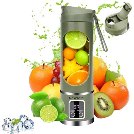 Liquidificador portátil de 450ml, ideal para preparar smoothies e sucos líquidos (branco). (1/5)