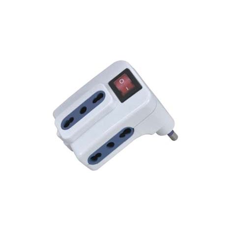 ADATTATORE TRIPLO CON INTERRUTTORE BIANCO- - spina 16A colore bianco - 5 pezzi SYNTESY