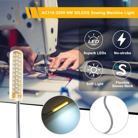 Lampe pour Machine à coudre à 30LED, luminaire à Base fixe, Tube Flexible et pliable pour les tâches ménagères (1/5)