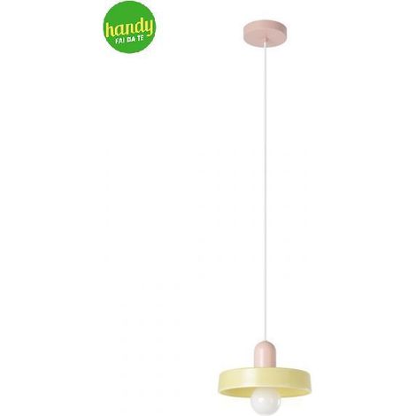 Lampada a sospensione Presa Eglo 1 x E27 25 cm rosa/giallo