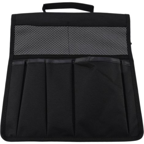Ployant de jardin portable avec sac à outils, tabouret de genou et rangement, noir (1/5)