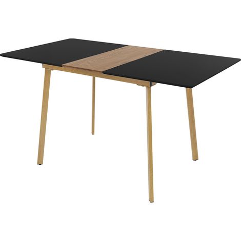 ML-Design Tavolo da Pranzo Allungabile in Legno Nero 110/140x75x76,5 cm Rettangolare per 4-6 Persone Tavolo da Cucina Scandinavo Scrivania Soggiorno con Gambe Gruppo di Sedute da Salotto