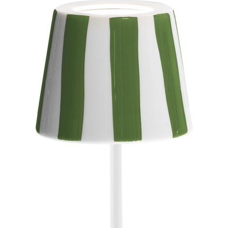 Couvercle en céramique ø 130 x 100 mm pour poldina décoration rayures vertes sur fond blanc (1/3)