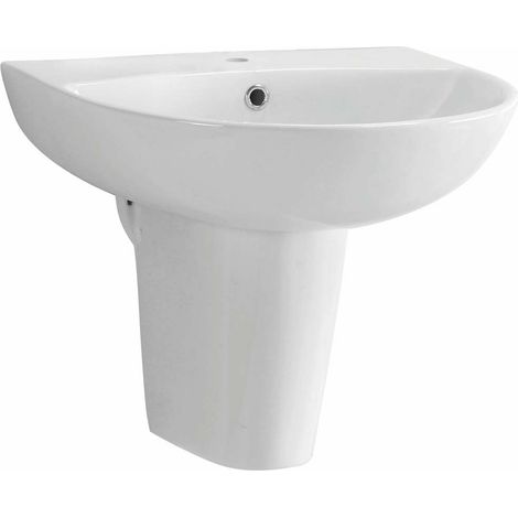 Orbit Viva Basin with Semi Pedestal 500mm Wide - 1 Tap Hole (1/2)