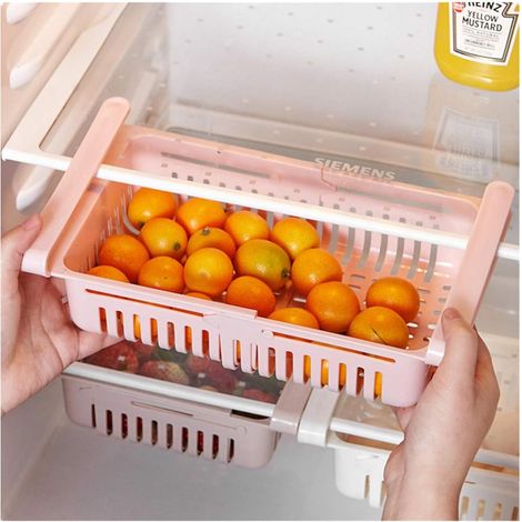 MINKUROW Frigorifero Cassetto Organizzatore Cassetto Frigorifero Scaffale Portaoggetti Frigorifero Divisorio Strato Organizzatore Domestico (1pc, Rosa) (1/5)