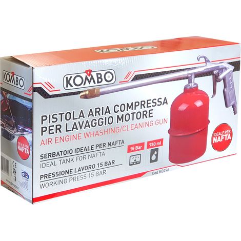 Pistola aria compressa con serbatoio 750 ml per lavaggio motore, max 15
