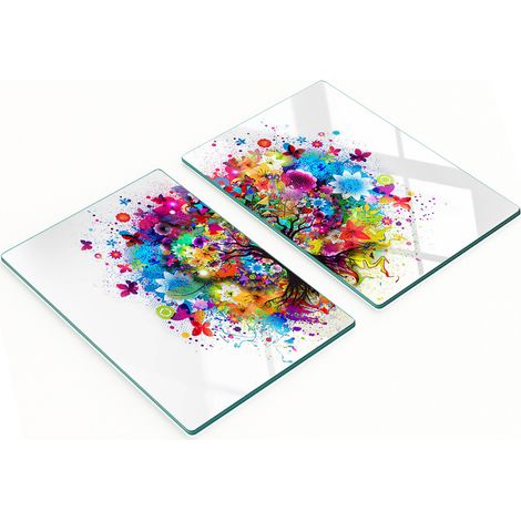 Tablas de cocina de vidrio templado con coloridos dibujos de 谩rboles 2x40x52 cm (1/5)
