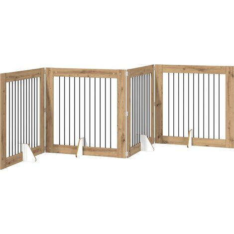 Klappbares Hundetor mit Ständern 4 Stk. Artisan-Eiche 401 cm vidaXL
