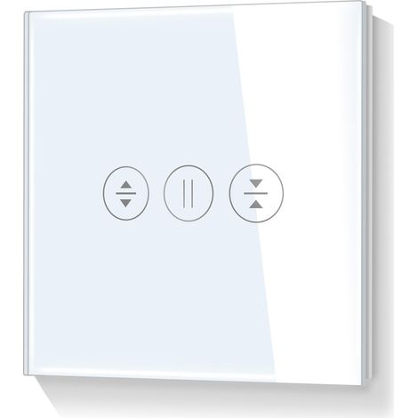 Interrupteur tactile WiFi pour volet roulant et jalousie avec capteur en verre, écran tactile blanc, commande par smartphone, 90-250V, 2.4GHz, ligne neutre (1/5)