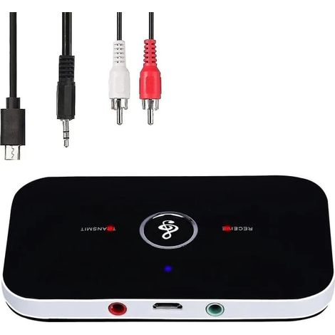 Émetteur-récepteur Bluetooth 5.0, adaptateur audio stéréo portable sans fil 2 en 1 avec entrée auxiliaire RCA/3,5 mm et audio HD à faible latence. (1/5)