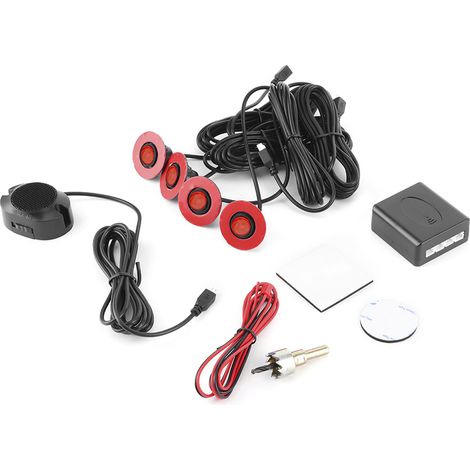 Capteur de recul voiture 16,5mm avec avertisseur sonore, kit d'aide au stationnement intégré, radar de marche arrière rouge, accessoire auto (1/5)