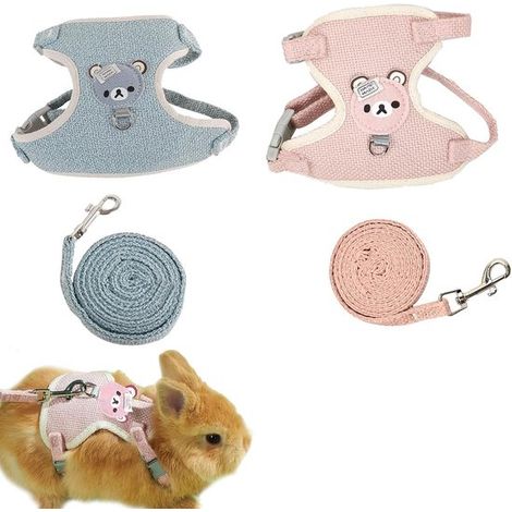 Harnais pour lapin en 2 pièces - Harnais réglable pour lapin - Harnais pour furet - Harnais pour chat - Harnais pour lapin nain - Pour lapins, chatons, chiots et autres petits animaux