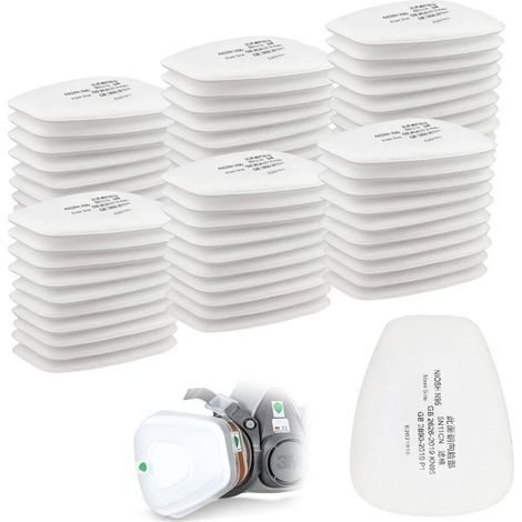 Lot de 60 filtres en coton 3M, filtre pour masque complet, filtre à insertion, filtre en coton pour filtres 6000, 6200, 6800, 7501, 7502, FF402 (1/4)