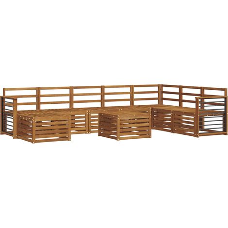 Sectional Sofa Set 9 pcs Natural Solid Acacia Wood vidaXL (1/5)