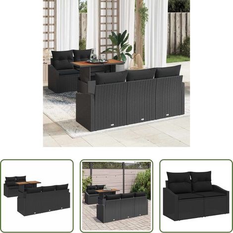 Salle à manger extérieure - Ensemble de salle à manger pour jardin 6 pcs Noir et Marron (1/5)