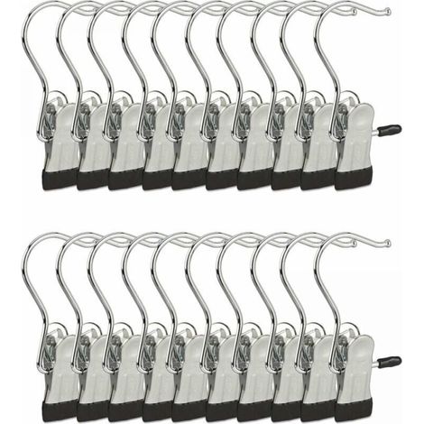 Metal coat hooks, rubber hook set, 20 pieces (HxWxD): 11.5x5x2cm, silver/black YMYNY (1/4)
