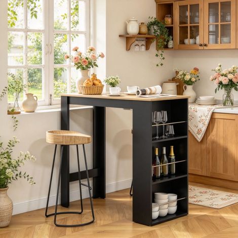 Table de bar moderne, table haute de cuisine, table debout pratique et table de comptoir pour la cuisine et le bar (table de bar uniquement) (1/5)