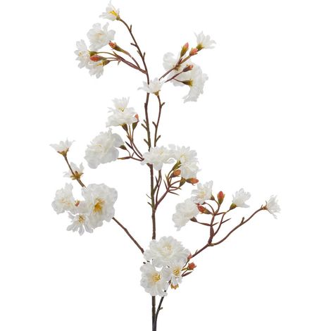 Gasper – Branche de cerisier en fleurs artificielle, blanc pur, ramifiée – Longueur 80 cm (1/2)