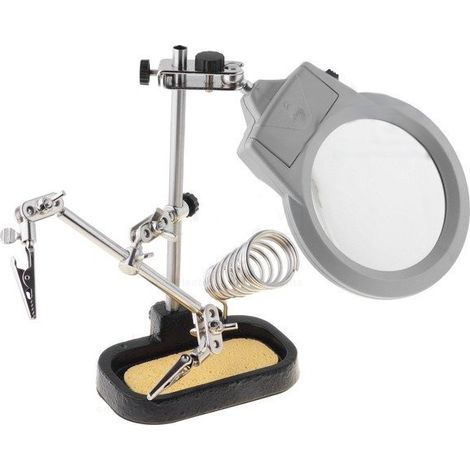 Loupe de table X3 Led Pincettes Y Soporte Fer à souder Lup-stand-1