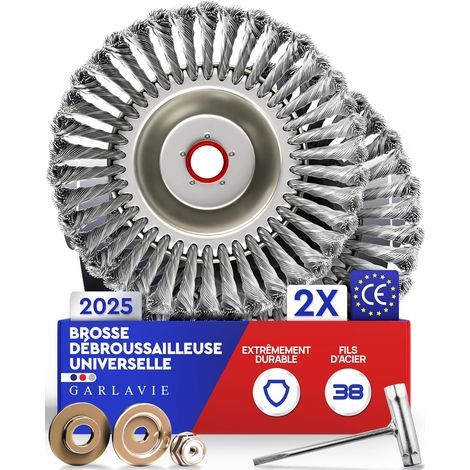 2X Tête De Débroussailleuse Universelle - Brosse Métallique - Alésage 25,4 mm - Pour Mousse Et Mauvaises Herbes - Acier Inoxydable - Jardin Et Allées (1/5)