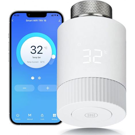 1 Vanne Thermostatique WiFi,Programmable,Détection Fenêtre,Alexa Google Home,Tuya,Chauffage Eau