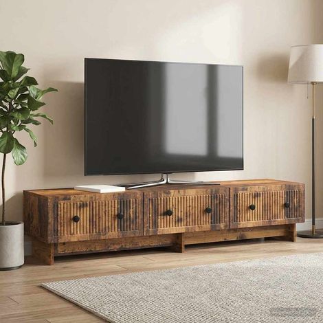 vidaXL Mueble de TV 147 x 34,5 x 30 cm Madera envejecida (1/5)