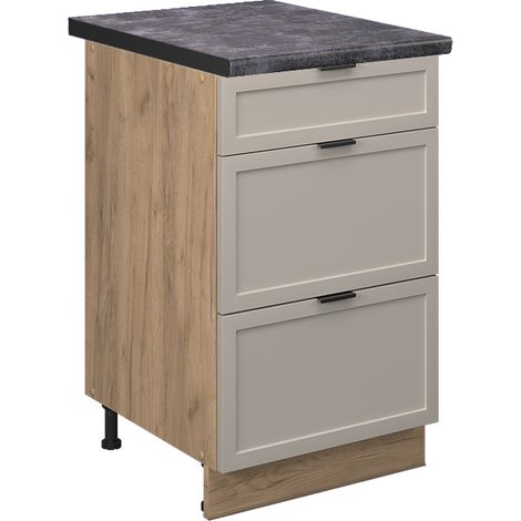 Küchenunterschrank Fame-Line, GrauBeige, 50 cm , AP Anthrazit, Vicco