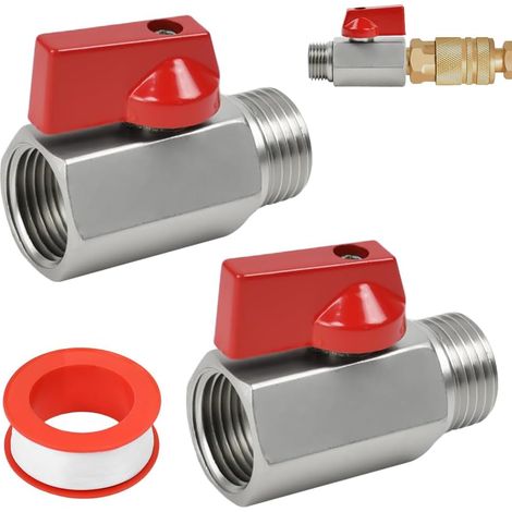 Set di 2 mini valvole a sfera da 1/2" in acciaio al carbonio (1/5)