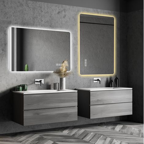 Miroir de salle de bain LED 60 x 100 cm, anti-buée, 3 couleurs, réglable, mémoire, IP44 HAVRYA (1/5)
