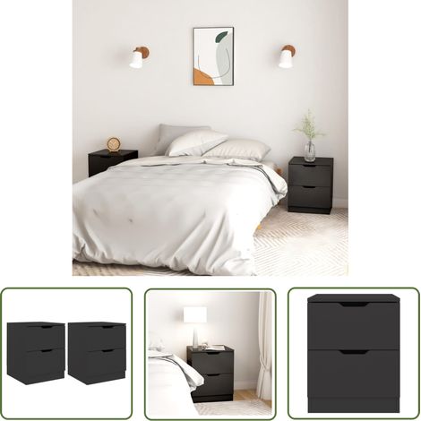Table de nuit - vidaXL Tables de chevet 2 pcs noir 40x40x50 cm bois d’ingénierie - Meuble de chambre (1/5)