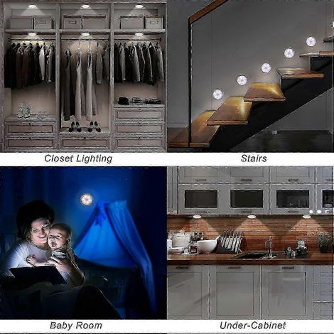 Veilleuse LED automatique d'intérieur à détection de présence, sans fil, 3 modes (automatique/marche/arrêt), rechargeable par USB [Classe énergétique A+++] (lot de 3) (1/5)