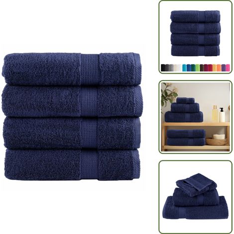 The Living Store Premium Duschtücher SOLUND 4 Stk. Marineblau 70x140 cm 600 g/m² - Duschhandtuch (1/5)