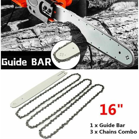 Barre de guidage 16 ''+ 3 chaînes de tronçonneuse pour STIHL 009 012 021 E180 MS180 MS190 MS250 HT70 Cisea (1/3)