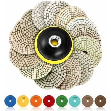 Disque de Polissage Diamant,15 Pcs 4 pouces (100mm Diamant Polissage Pads,Tampons de Polissage Béton, Granit Marbre Polissage avec Pads, 50-6000 pour Machine à polir Machine de polissage (1/5)