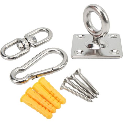 Kit d'ancrage au plafond en acier inoxydable pour hamac, balançoire, sac de frappe et équipement de yoga. (1/5)