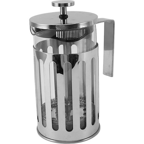 Cafetière à piston en verre borosilicate haute résistance, acier inoxydable 304, pour maison camping voyage, 600 ml, argent (1/5)
