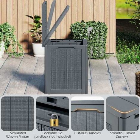96 L coffre de rangement extérieur avec couvercle verrouillable, pour coussins et outils de jardin (1/5)