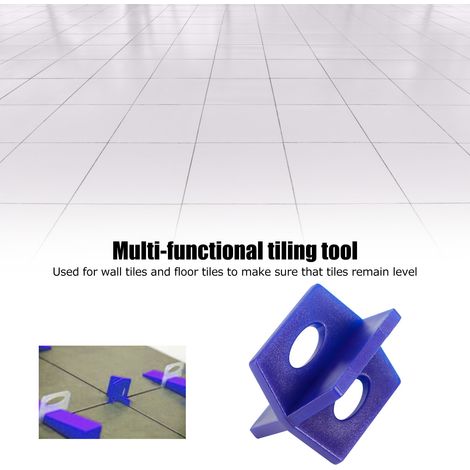 Lot de 200 outils de nivellement pour carrelage mural et de sol en céramique, fournitures de construction et de carrelage (bleu). (1/5)
