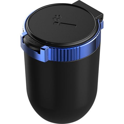 Cendrier de voiture avec couvercle intérieur universel LED lumière bleue portable anti-odeur poubelle de véhicule (1/5)