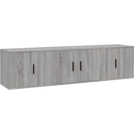 Ensemble de meubles TV 3 pcs, Étagères TV, Meubles de Salon, Sonoma gris Bois d'ingénierie OIB5224E (1/5)