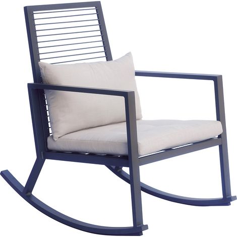 Sedia a Dondolo da Giardino 65x91x89 cm con Cuscino in Alluminio Antracite