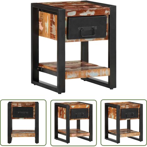 vidaXL Table de chevet multicolore 35x34x45cm bois massif récupération (1/5)