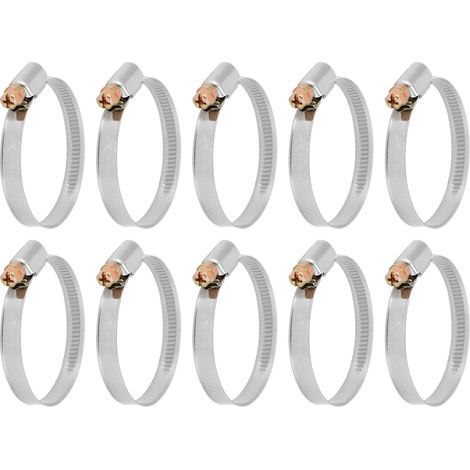 Lot de 10 colliers de serrage en acier inoxydable résistant à la corrosion, mini-clips pour tuyaux, pour véhicules, industries pétrochimique et pharmaceutique, 25-38 mm (1/5)