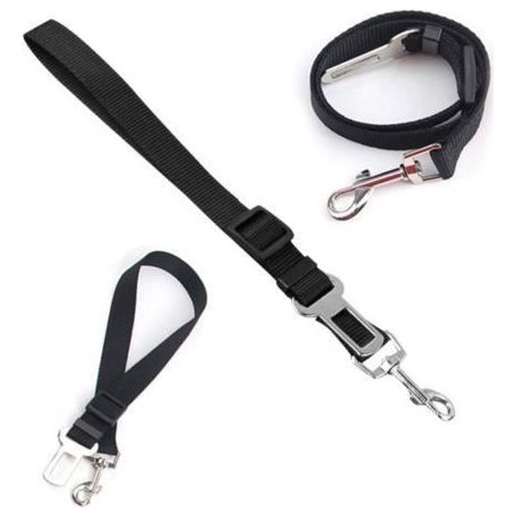 Laisse ceinture de sécurité réglable pour chien et chat - sangle voiture noir 2,5 x 70 cm (1/4)