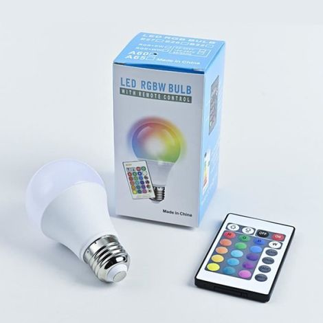 1 Ampoule LED, Base E27, 16 couleurs, intensité variable, télécommande, 220V, éclairage domestique (1/4)
